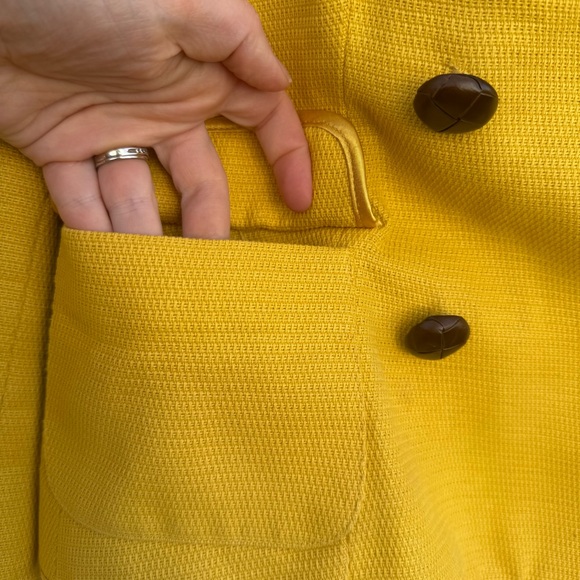 ETCETERA Women’s Yellow Double Breasted Brown Buttons Lined Blazer Jacket Size 4 - Picture 7 of 12